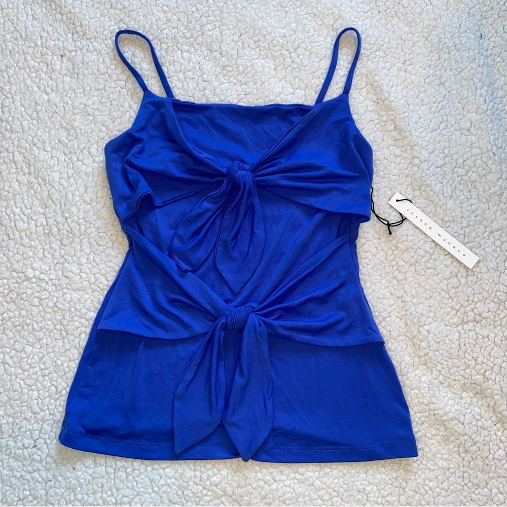 Susana Monaco Blue Tie-Front Top
